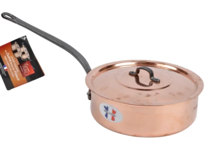 BAUMALU Smooth 2 mm Copper Saute Pan with Lid 2.35 qt Alsace France New - Изображение 1 из 4