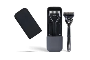 Rasierer Etui Tragbar Kunststoff Manuell Rasierer Box Wasserdicht für Gillette, Grau-Schwarz - Bild 1 von 12