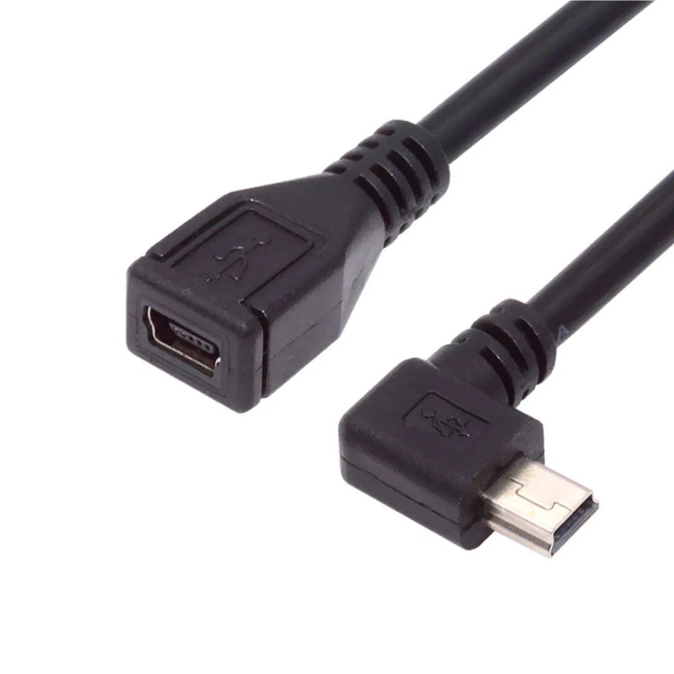 USB2.0 Mini USB 5Pin Male to Female 90Degree Angled Data Extension Cable Adapter - Image 1 of 4