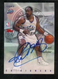 Karl Malone 1998 Topps Stadium Club Co-Signers Keith Van Horn RC HOF Dual AUTO - Picture 1 of 2