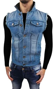 HERREN JEANSÄRMEL DIAMOND DENIM JACKE WESTE CARDIGAN SLIM FIT L bis 3XL - Bild 1 von 3