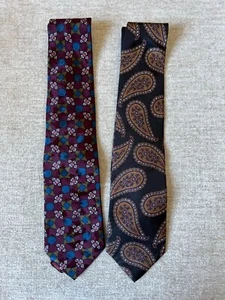 2 Vintage Christian Dior Silk Ties Floral Paisley Business Professional Neckties - Picture 1 of 7