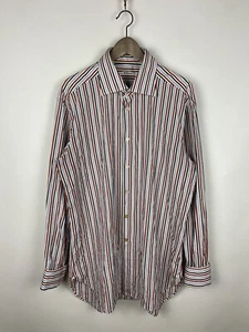 PVP$ 500 Kiton Napoli 100 % algodón para hombre camisa con botones delanteros a rayas talla 17/44 - Imagen 1 de 18