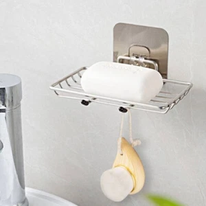 Stainless Steel Soap Dish Holder Wall Mounted Case Bathroom Bath Shower Box Rack - Picture 1 of 11