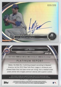 2013 Bowman Platinum Prospects Green Refractor /399 Luis Mateo #BPAP-LM Auto