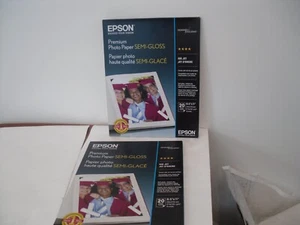 2 Epson Premium 8.5x11 Semi-gloss Photo Paper - 20 Sheets EACH PACKS=40 SHEETS - Picture 1 of 5
