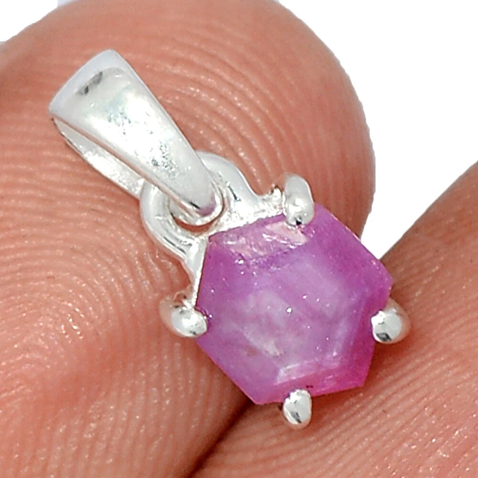 Raro Rubí Natural Estalactita 925 Plata de Ley Colgante Joyería CP55313 Foto 1 de 1