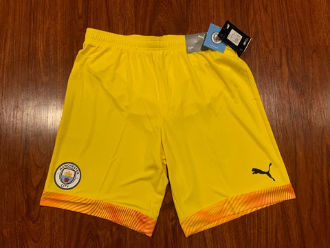 19-20 Puma Mens Manchester City Yellow Player Issue Soccer Jersey Shorts Large L Cover