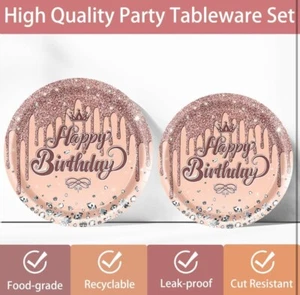 NWT 170pcs Rose Gold Glitter Party Decorations Set - Picture 1 of 6