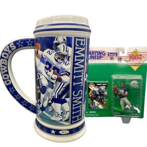 EMMITT SMITH Run With History Dallas Cowboys Beer Mug Stein + FREE GIFT FIGURE