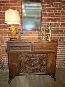 Rare Antique Rustic Fold A-way Bed / Console Table with Eagle Motif - Picture 1 of 12