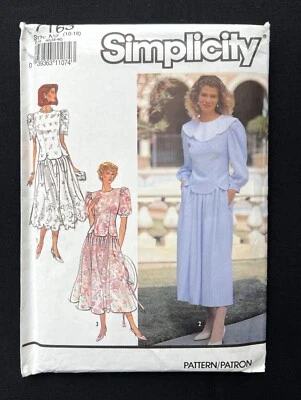 Simplicity 7163 Misses Top & Skirt (2 Pc Dress) Vintage 1991 Pattern 10-18 Uncut - Image 1 of 2