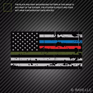 Thin Blue Line Police Firefighter Military Tattered Flag Sticker american flag - Picture 1 of 1