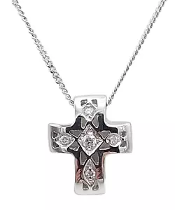 Collana con pendente a croce da donna realizzata in oro bianco 18 kt e diamanti. - Imagen 1 de 9