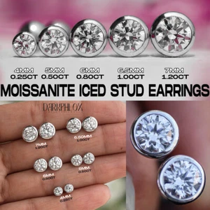 Aretes de diamantes blancos con bisel redondo en joyería de plata de ley 925 - Imagen 1 de 16