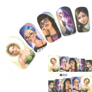 Pegatina de uñas pegatina modelo Glamour Nail Art uñas pie Water Decal - Imagen 1 de 2