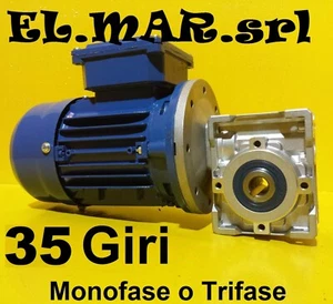 Motoriduttore 35 Giri HP 0,12 Riduttore di giri Motore Monofase Trifase Kw 0,09 - Foto 1 di 5