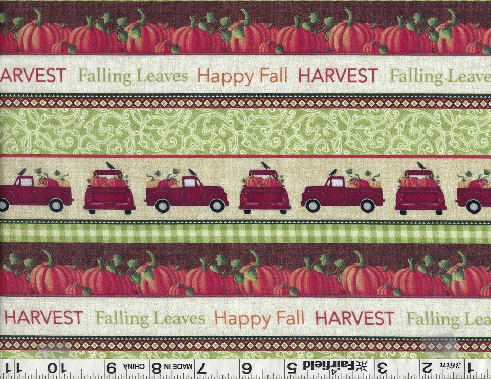 Multi Pumpkin Farm Stripe by Benartex  bty - Image 1 of 1