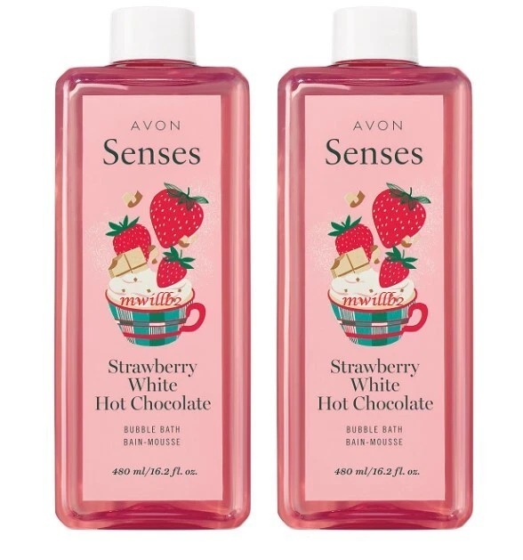 2 baños de burbujas de chocolate caliente blanco fresa Avon Senses 16,2 oz ¡Felices fiestas! Foto 1 de 1