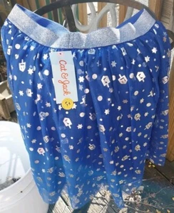 Gonna Hanukkah Dreidel in tulle blu Cat & Jack accenti argento taglia (XL (14/16) NUOVA - Foto 1 di 5