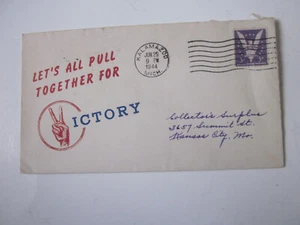 WWII US 1944 KALAMAZOO MICHIGAN Patriotic CACHET LETS ALL PULL TOGETHER - Picture 1 of 3