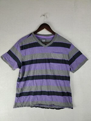 Point Zero striped t-shirt size large pocket v-neck skate surf vibes - Image 1 of 4