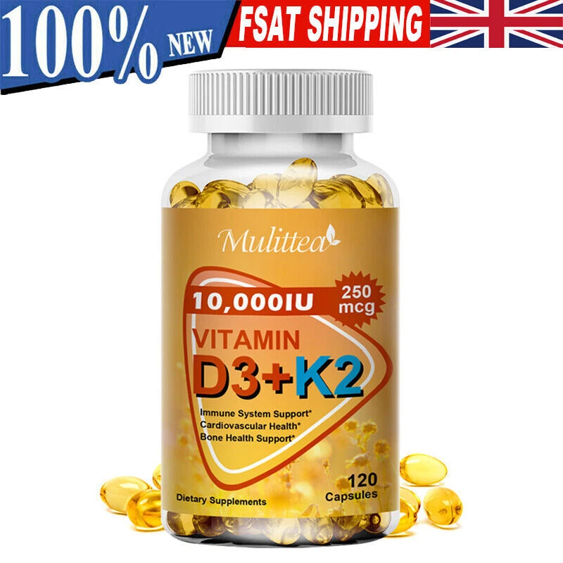 Vitamin D3 10000IU and K2 MK-7 250mcg - 120 Tablets - Immune Support Wellness UK
