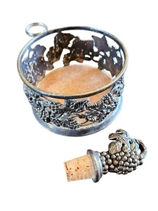 Vintage Weinuntersetzer & Stopfen Set - Godinger Silver Art Co. - Bild 1 von 8