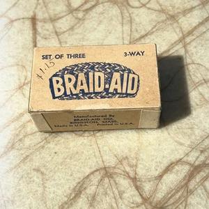 Vintage Braid-Aid Set of Three 3-Way Rug Braiding Making Tool Kit in Box USA - Picture 1 of 4