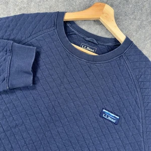Felpa LL Bean uomo grande blu navy trapuntata girocollo vestibilità tradizionale pullover - Foto 1 di 14