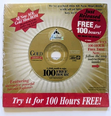 RARE America Online Collectible Program MINI Disc, Vintage AOL CD V4.0 Gold - Image 1 of 2