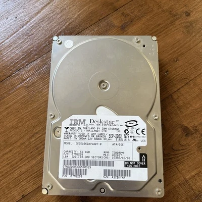 IBM Deskstar 61.4GB IDE Desktop Hard Drive IC35L060AVVA07-0 P/N 07N9209 7200RPM - Image 1 of 4