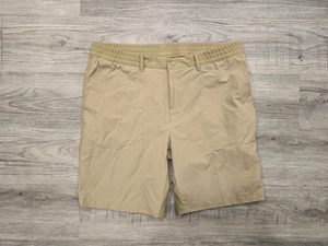 Adidas Go To Golf Shorts Mens 38 Beige Two Tone Elastic Waist Zip Pocket Snap - Picture 1 of 15
