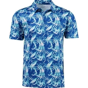 BCG Men's Golf Collared Short Sleeve Polo Shirt in Blue Swirl Small - Picture 1 of 5