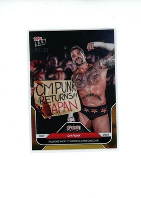 2025 Topps Now WWE CM Punk #113 Welcome Back! Match Japan Since 2011 Gold 43/50 - Image 1 of 2