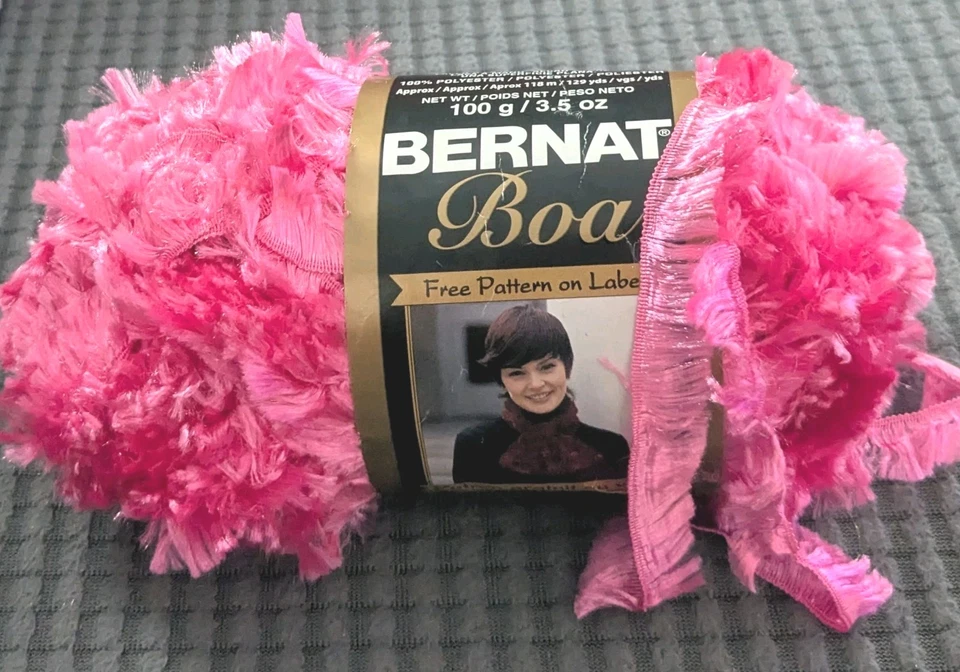 Pink Bernat Boa Eyelash Yarn Skein 46-116 Hot Pink  Bulky 5 - Image 1 of 3