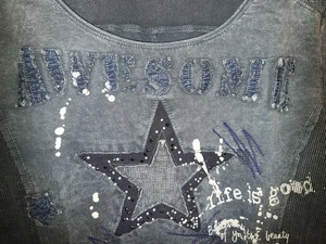 Tredy Langarmshirt Damen Gr 42 dunkelblau Baumwolle - Bild 1 von 4