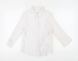 Damart Women's White Button-Up Shirt UK 16 Collared - Picture 1 of 12
