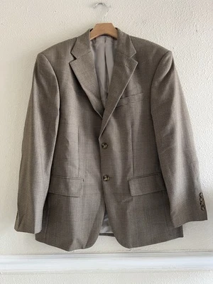 Blazer Oscar de la Renta Para Hombre 38S Marrón Pata de Gallo Lana 2 Botones Preppy Informal Foto 1 de 4