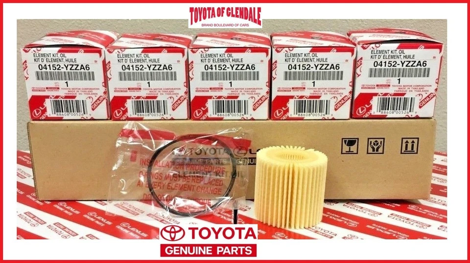 TOYOTA COROLLA PRIUS SCION IM XD OIL FILTER SET OF 5 GENUINE OEM 04152-YZZA6 USA - Image 1 of 3