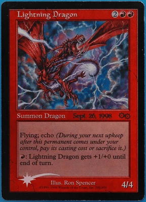 Lightning Dragon (Prerelease) FOIL Urza's Saga Promos HEAVILY PLD (494209) - Image 1 of 2