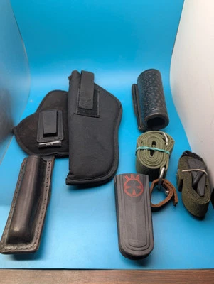 Lot Of Belt Holsters Stuff Duty Belt Flash Light Holder Shell Holder - Image 1 of 4