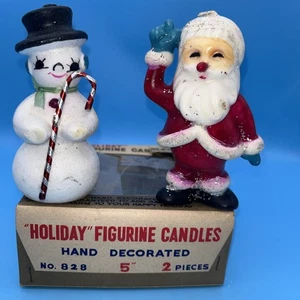 Velas figurativas de cera de Papá Noel y muñeco de nieve de colección 5" decoración de Navidad nuevas en caja flor - Imagen 1 de 11