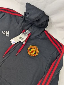 Neu mit Etikett Adidas Manchester United Hoodie mit durchgehendem Reißverschluss Herren Größe Large schwarz Fußballjacke - Bild 1 von 8