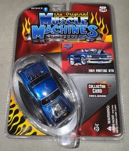 2007 Muscle Machines "CHASE" Series 1 1964 Pontiac GTO Blue/Flames/Indian Head  - Picture 1 of 7