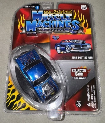 2007 Muscle Machines "CHASE" Series 1 1964 Pontiac GTO Blue/Flames/Indian Head  - Image 1 of 4