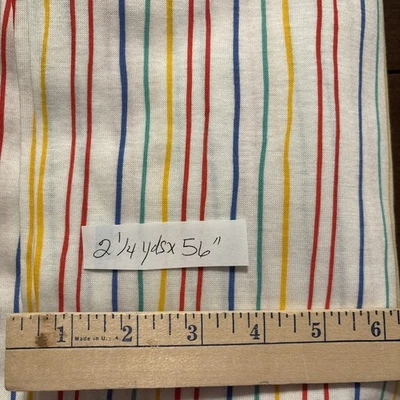 NEW VTG SOFT Rainbow Stripe Flannel FABRIC  1.25 ydsX56"W  RED YELLOW BLUE GREEN - Image 1 of 4