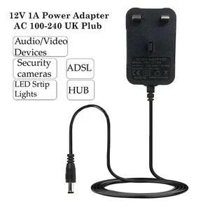UK Plug AC DC 12V 1A Power Supply Adapter Charger Cable For LED Strip Light CCTV - Picture 1 of 7