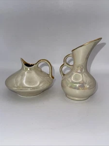 Vintage Perlenglanz Krug und Milchkännchen mit Goldakzenten - Bild 1 von 10