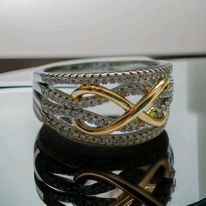 1 Stück Damenring  19 mm, Silberfarbe/Goldfarbe Unendlich Bling Ring Modeschmuck - Bild 1 von 3